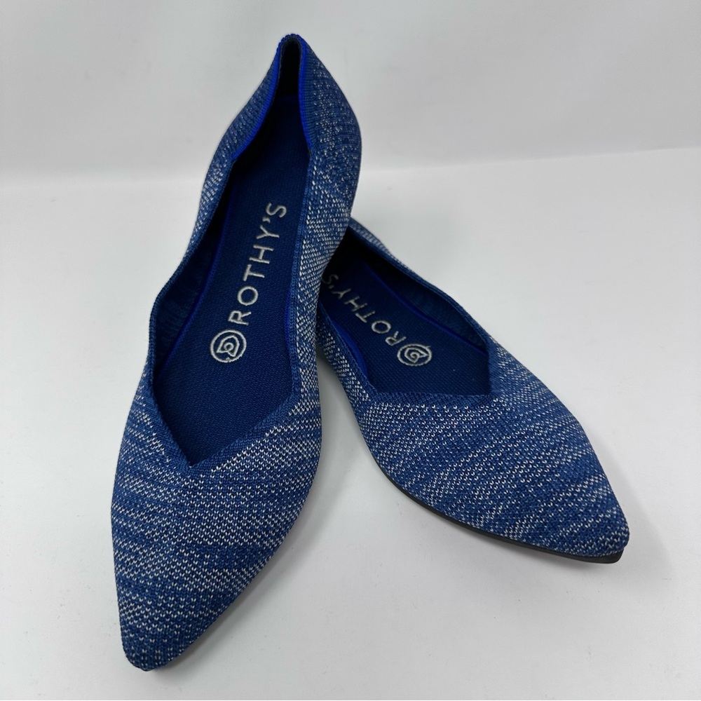 Rothy’s The Point Indigo Heather Retired Pointed Toe Flats Blue Size 7